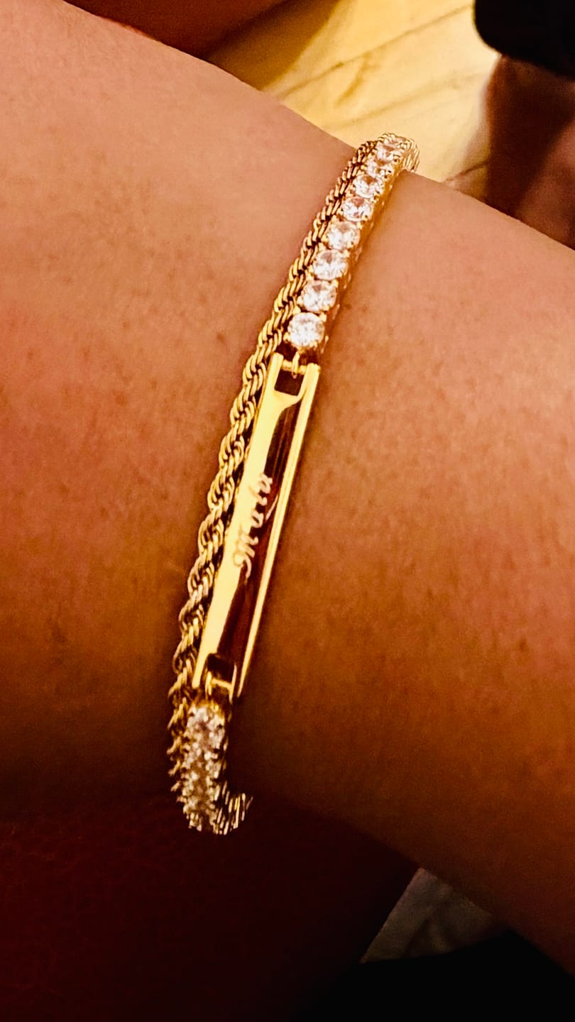 Customer photo review of Personalised Tennis Bracelet Gold