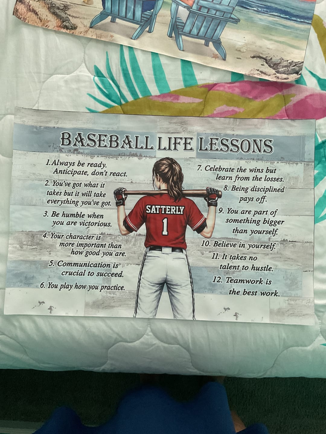 Customer photo review of Personalized Baseball & Softball Life Lessons Poster - Gift for Sports Families