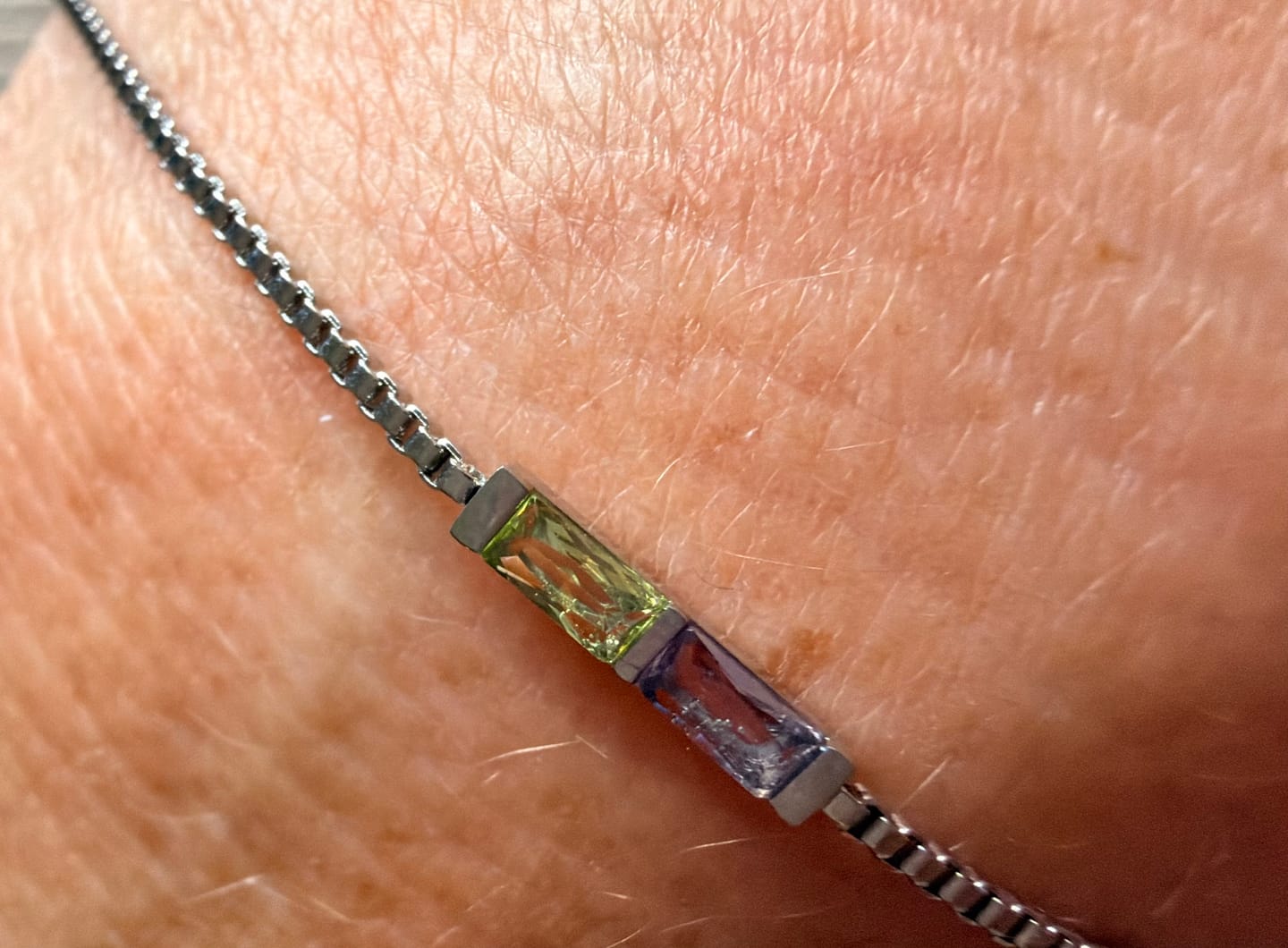 Customer photo review of Baguette Birthstone Bracelet