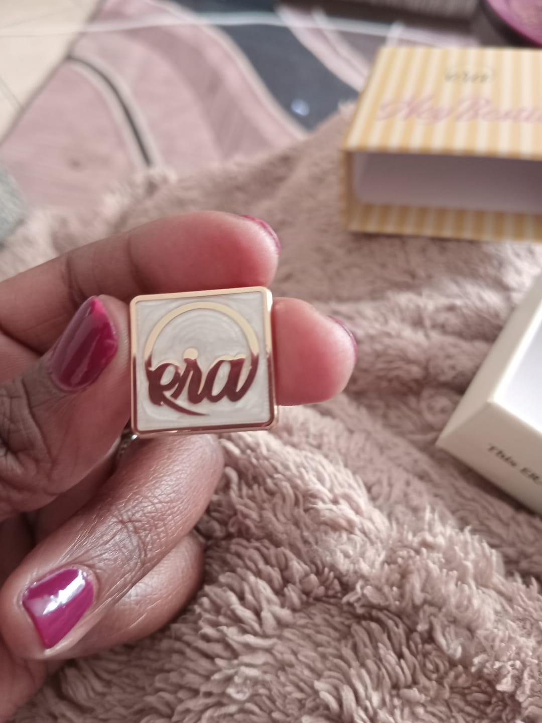 Customer photo review of Gold Pearl Square Earrings