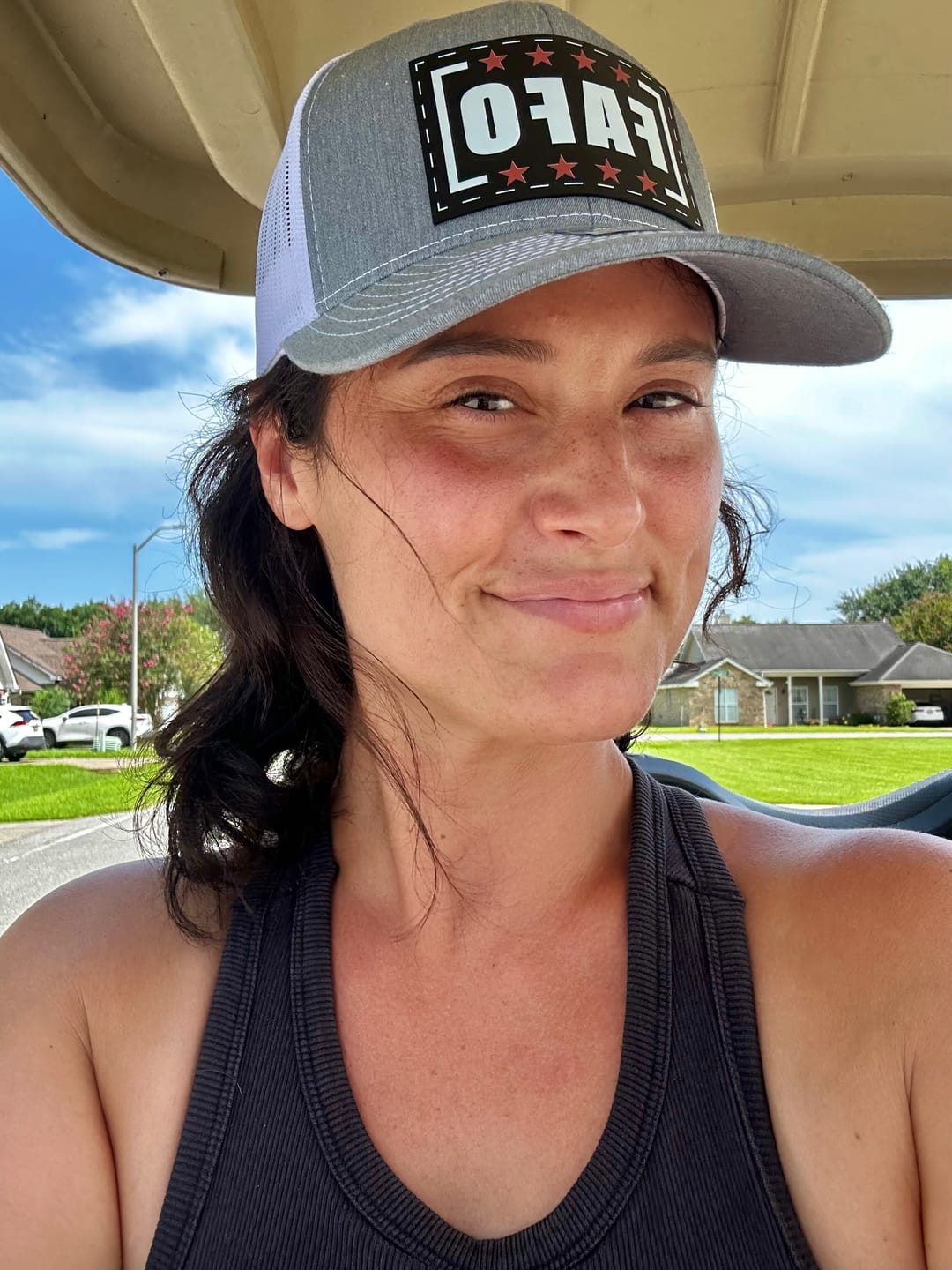 Customer photo review of FAFO Leather Patch Trucker Hat