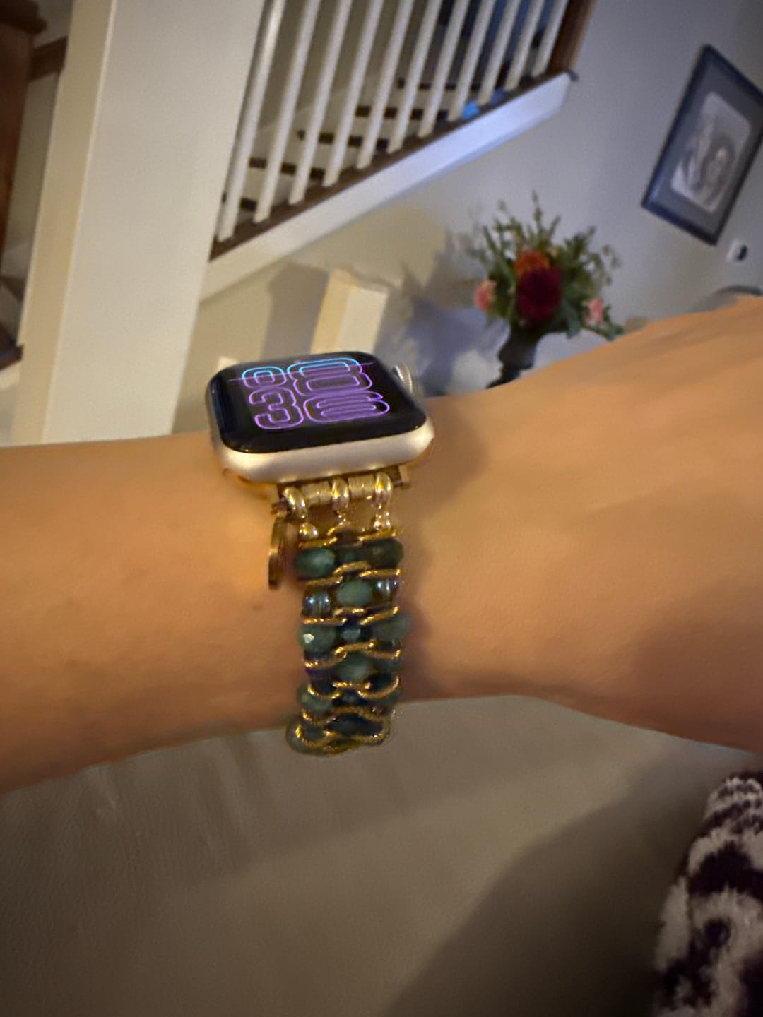 Customer photo review of Crystal Shores Braided Stretch Apple Watch Strap