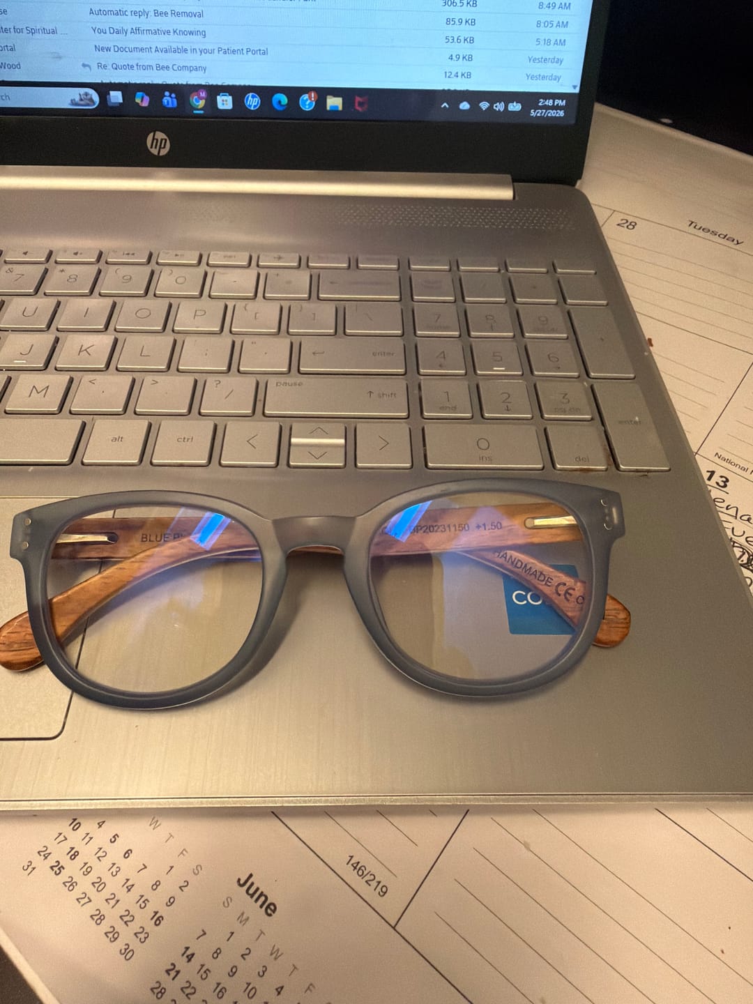 Customer photo review of ARDEN BLUE LIGHT READERS