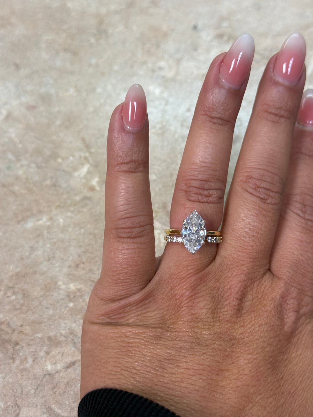 Customer photo review of Louily Special Marquise Cut Open Wedding Ring Set