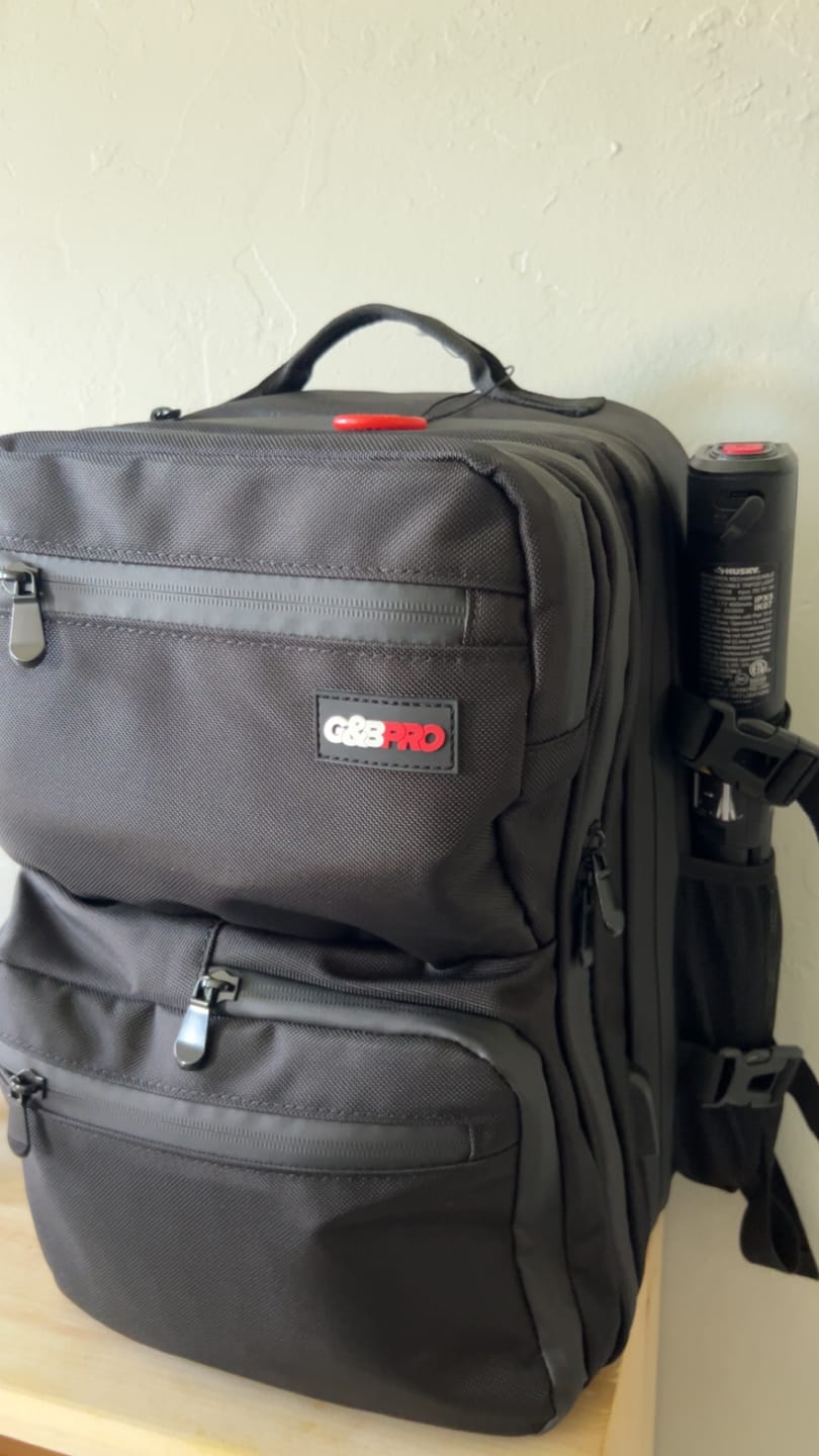Customer photo review of Mid Size Mobile Workstation Backpack with Extending Tray System – OG Black