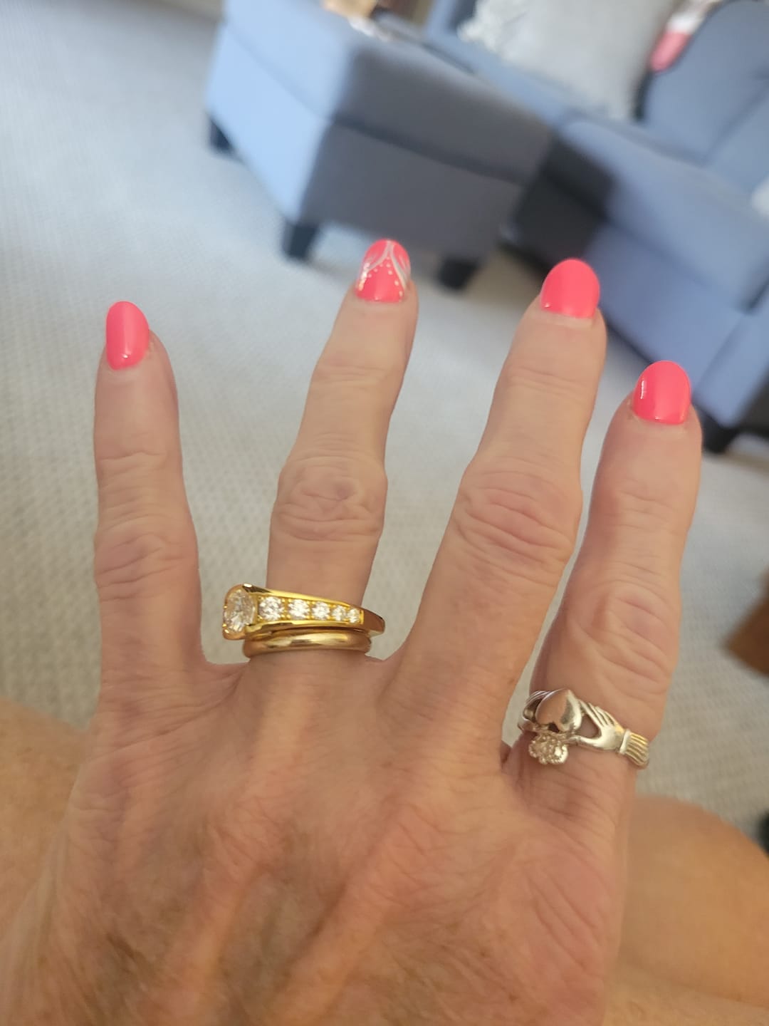 Customer photo review of Bezel Round Moissanite Channel Euro Shank Engagement Ring
