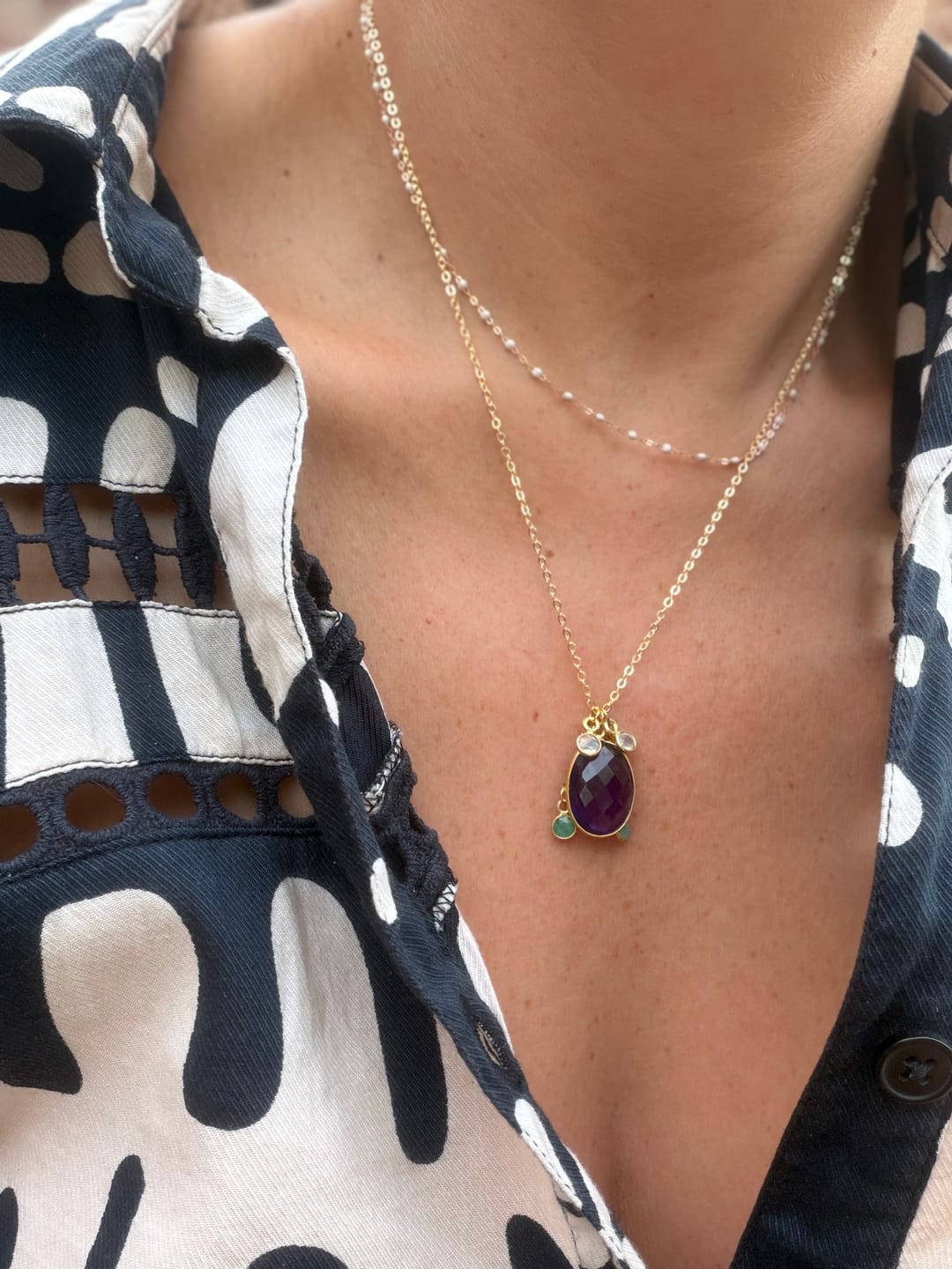Customer photo review of Lumière brute — Collier Améthyste, Pierre de lune & Amazonite #3