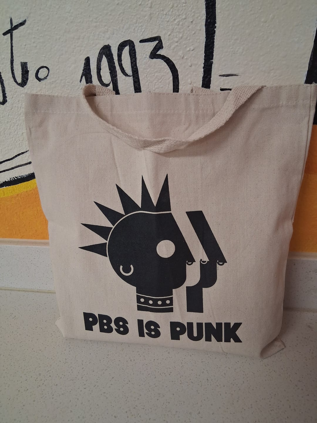 Customer photo review of PBS is Punk Canvas Totebag