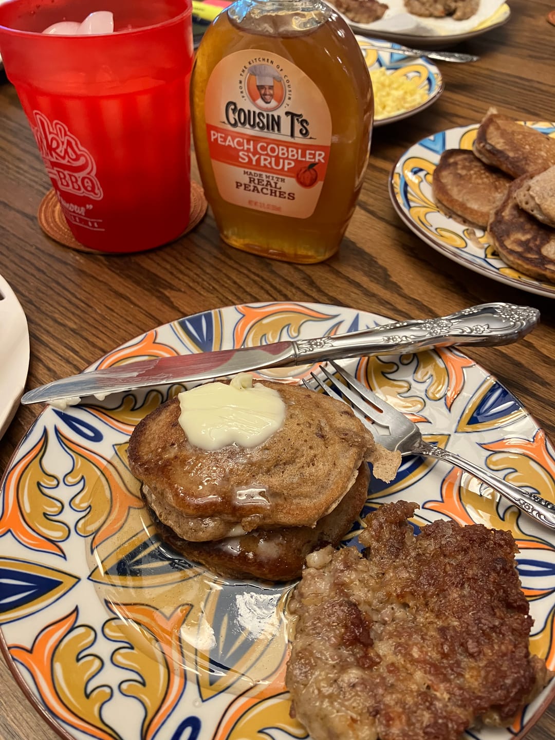 Customer photo review of Cousin T's Peach Cobbler Syrup