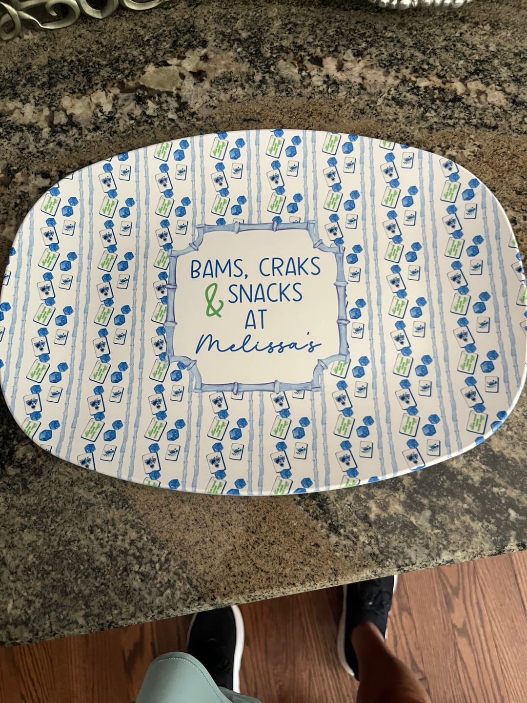 Customer photo review of Personalized Bams, Craks & Snacks Mahjong Platter