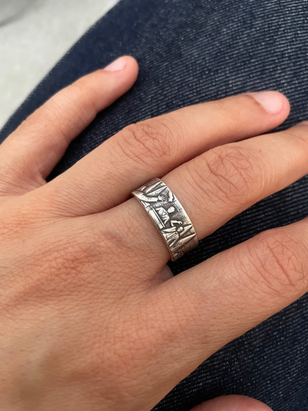 Customer photo review of "Farewell Kiss" Ring - Half Width - 925. or Stainless steel 18K GOLD PLATED