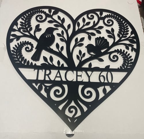Customer photo review of Personalised Koru Tree of Life Heart Wall Art