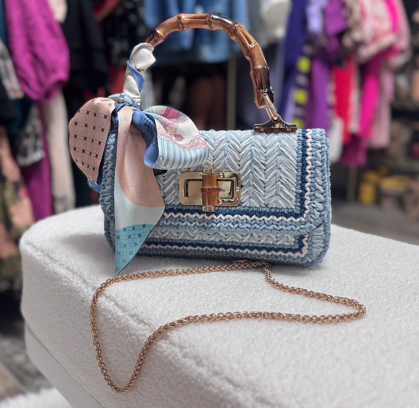Customer photo review of Linden Whisper Clutch Cross Stitch DIY kit