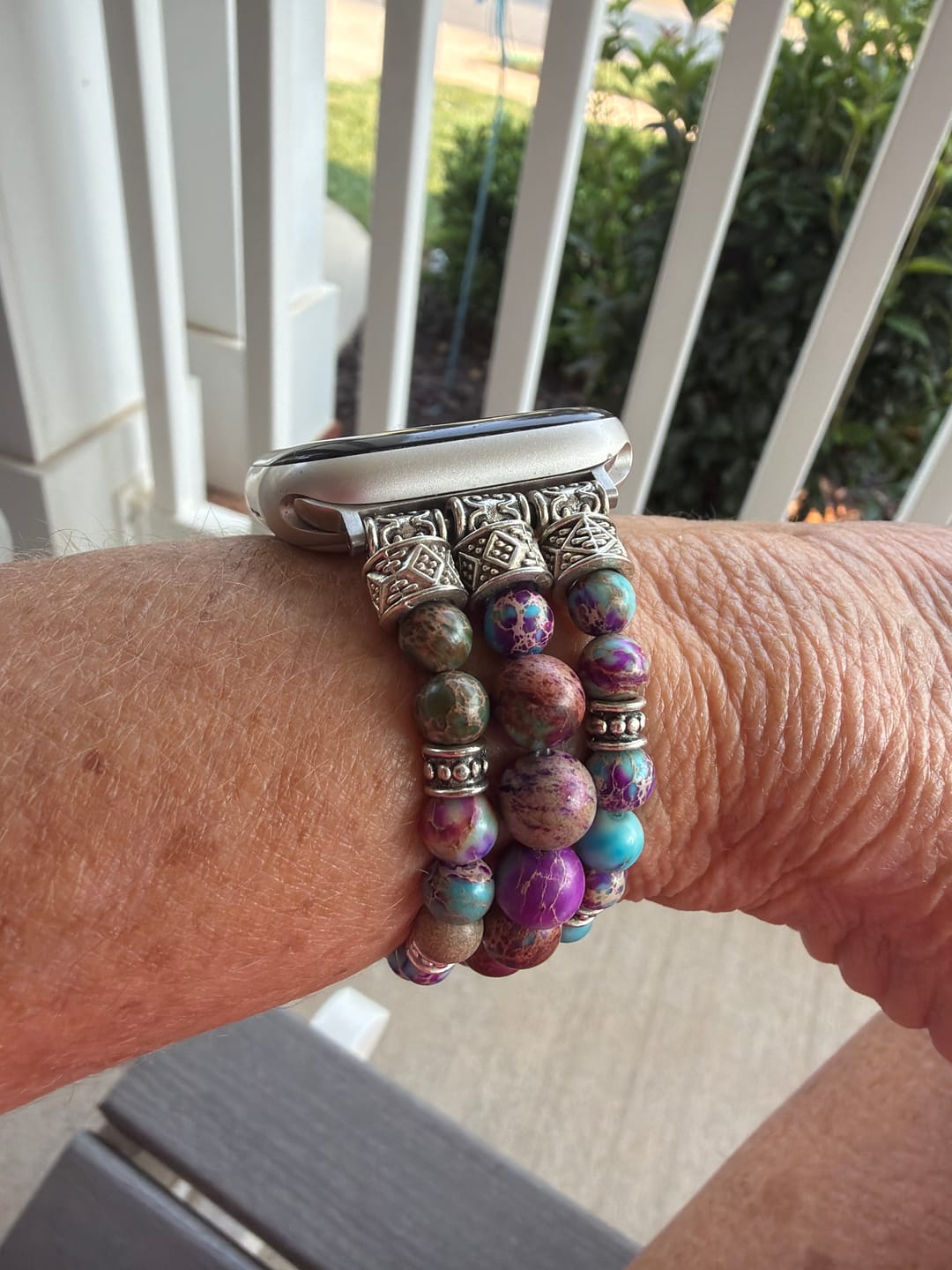 Customer photo review of Intense Jasper Stretch Apple Watch Strap