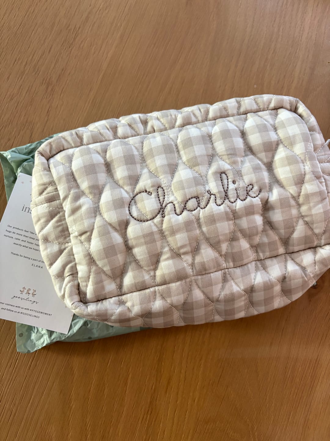 Customer photo review of Toiletry Pouch - Beige Gingham