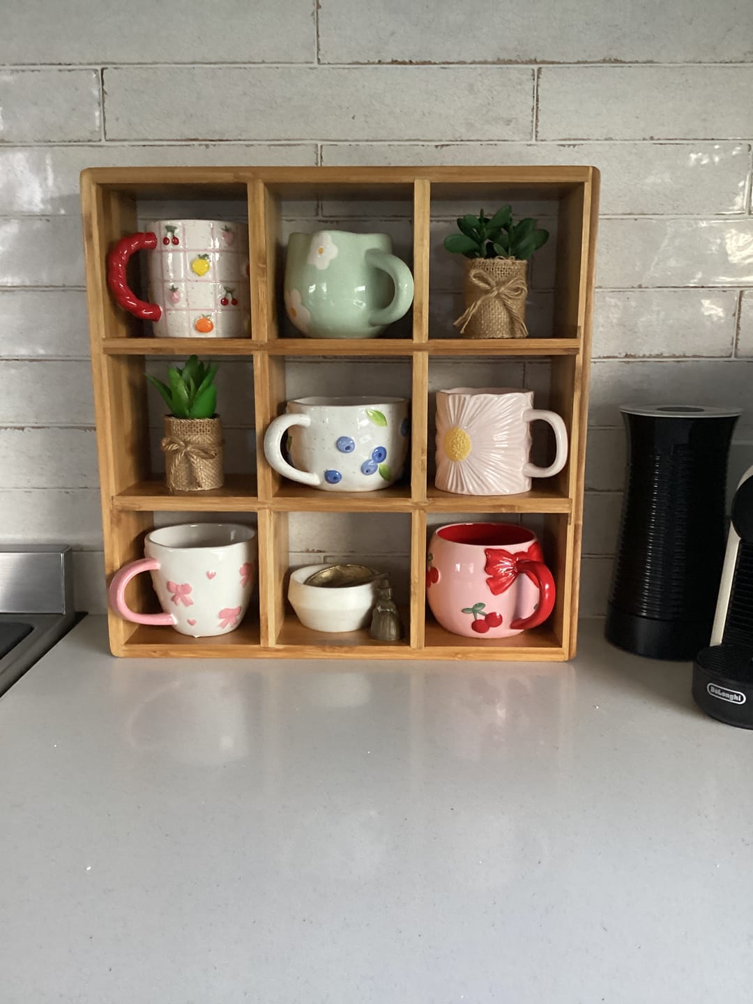 Customer photo review of Coffee Tea Mug Cup Display Shelf (9 Cube)