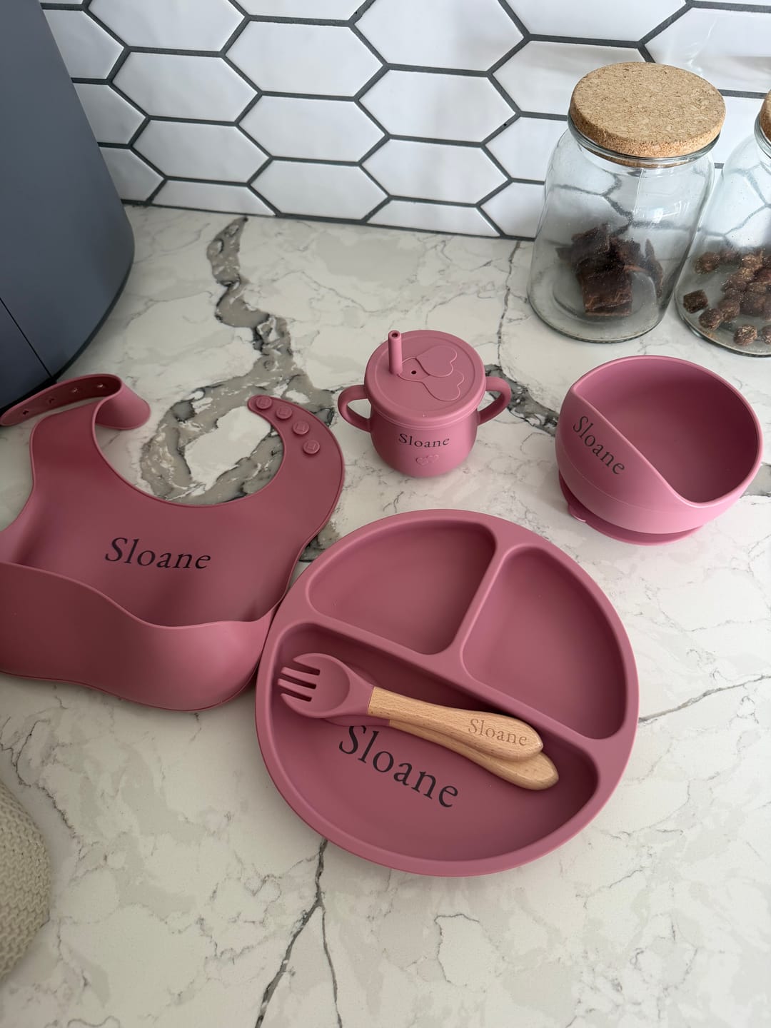 Customer photo review of Noah + Nori™ Personalized Baby Feeding Set