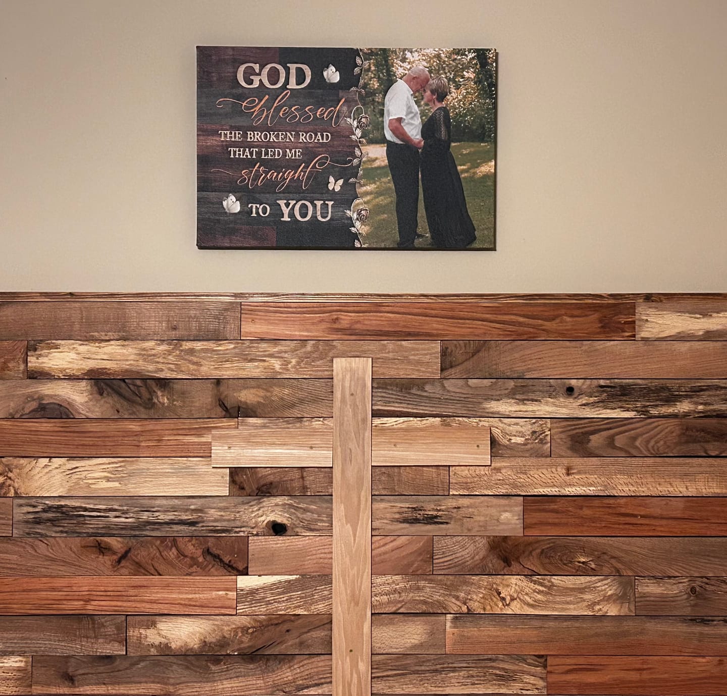 Customer photo review of Personalized "God Blessed the Broken Road" Wall Art Canvas with Custom Photo