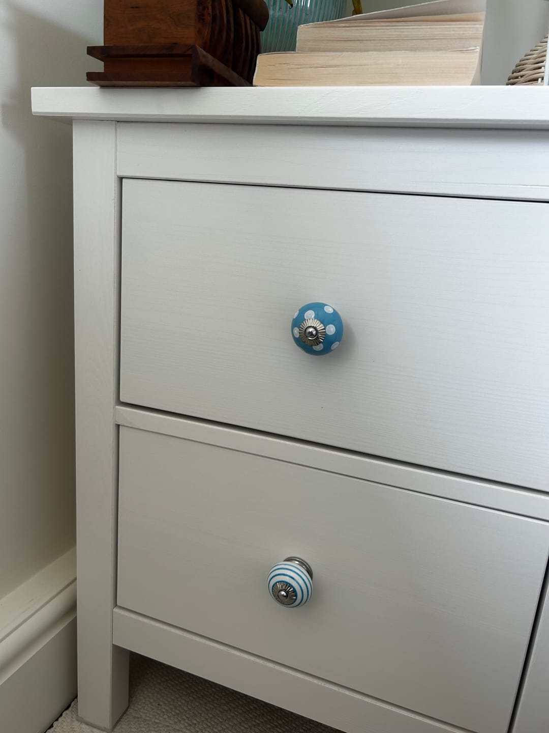 Customer photo review of Ceramic Door Knobs Beach Hut Blues (Set of 6)