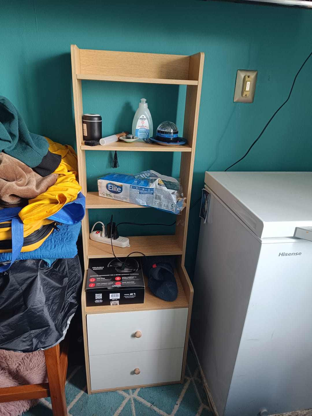 Customer photo review of Velador Mueble Organizador Con Repisas Cajones Madera Dormitorio