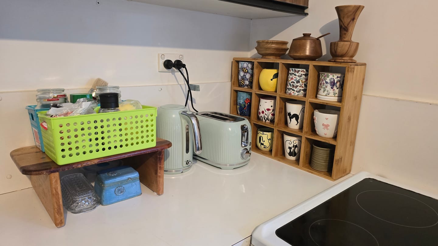 Customer photo review of Coffee Tea Mug Cup Display Shelf (12 Cube)
