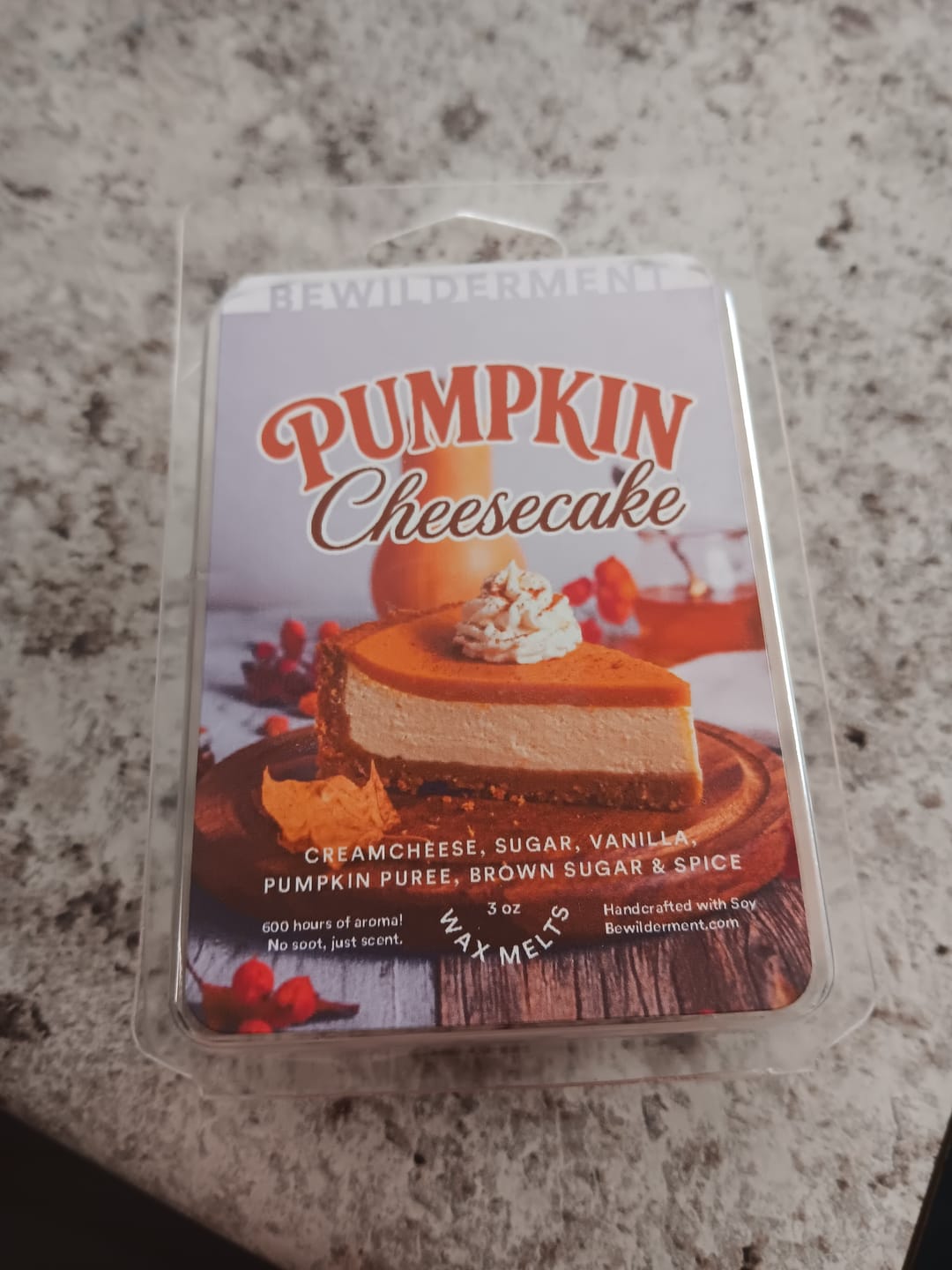 Customer photo review of Pumpkin Cheesecake Wax Melts