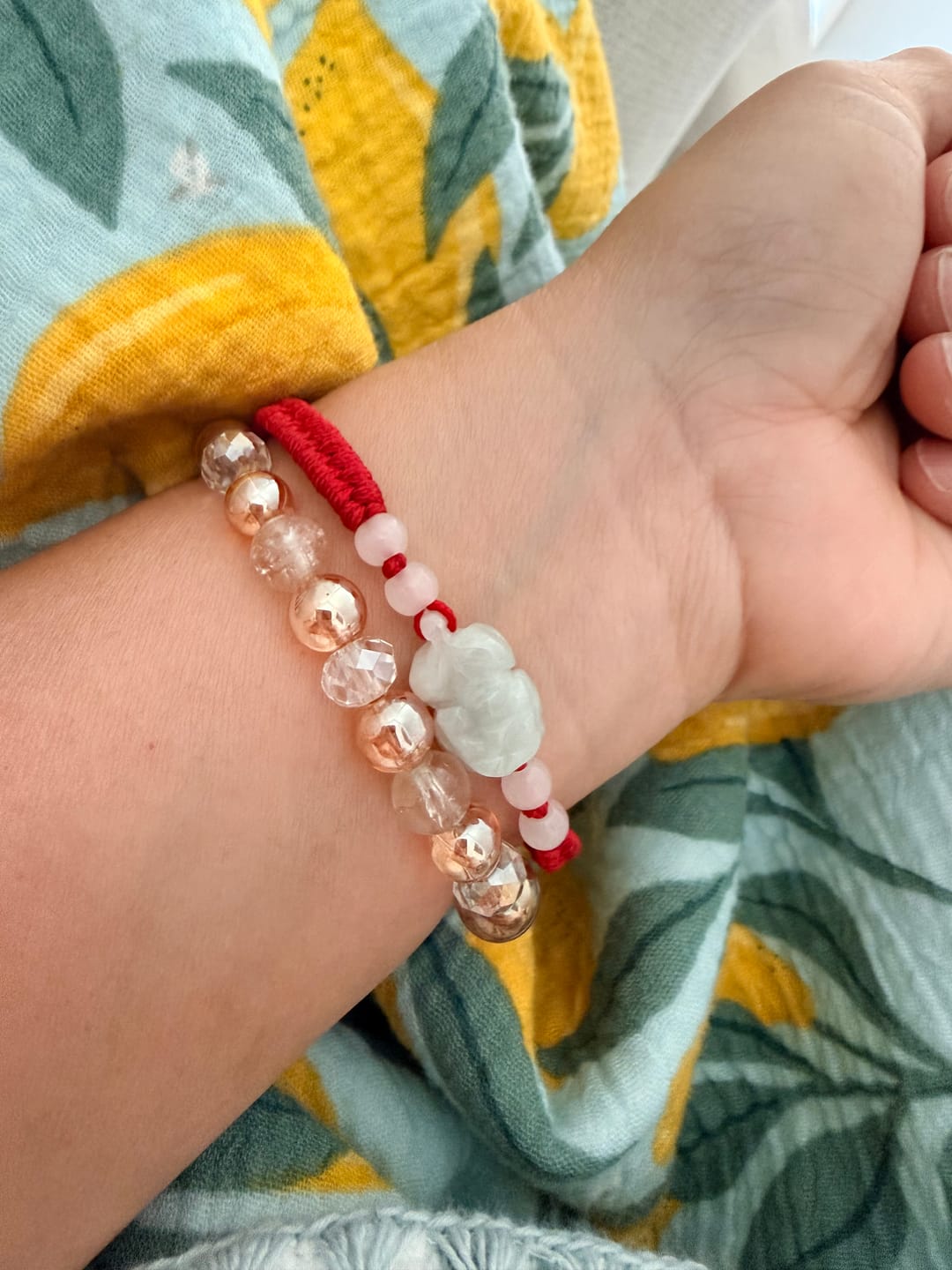 Customer photo review of Natural Jade Pixiu Red String Bracelet – Authentic Grade A Jadeite Wealth Bracelet for Protection, Good Luck & Prosperity | Feng Shui Handmade Jewelry