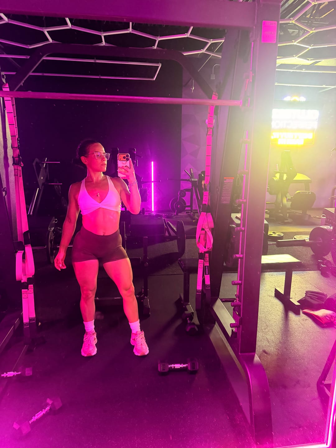 Customer photo review of Brown Sculpting Acid Wash Scrunch Butt Shorts
