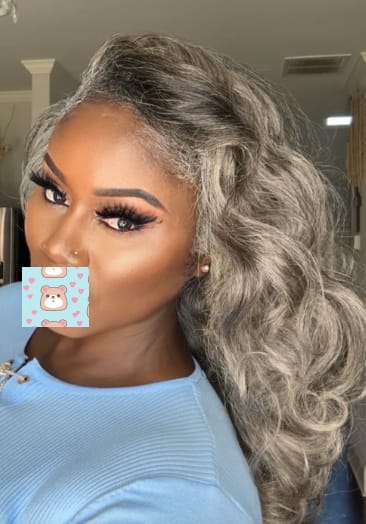 Customer photo review of Luvwin Salt And Pepper Loose Wave 5x5 Closure Glueless Wig 100% Human Hair