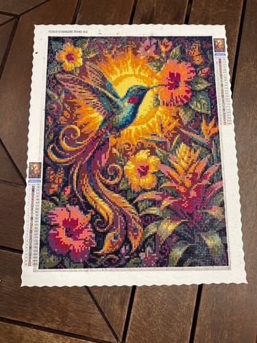 Customer photo review of Hummingbird Sunset Garden (Diamond Painting)