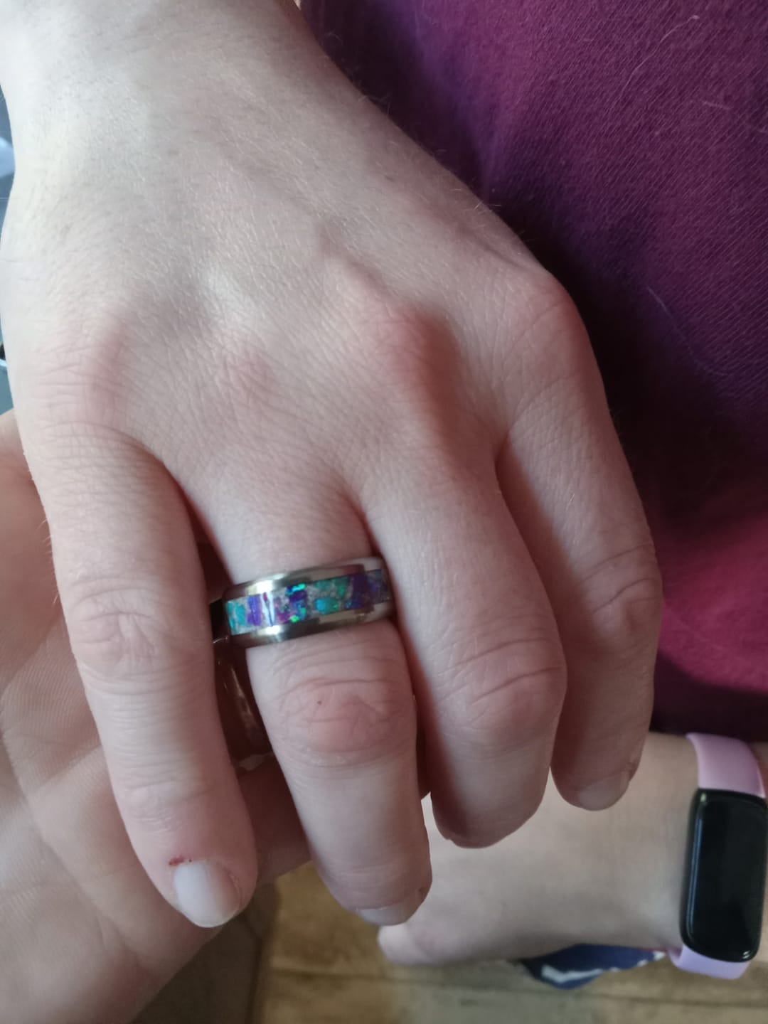 Customer photo review of Titanium Ring with Cremation Ashes