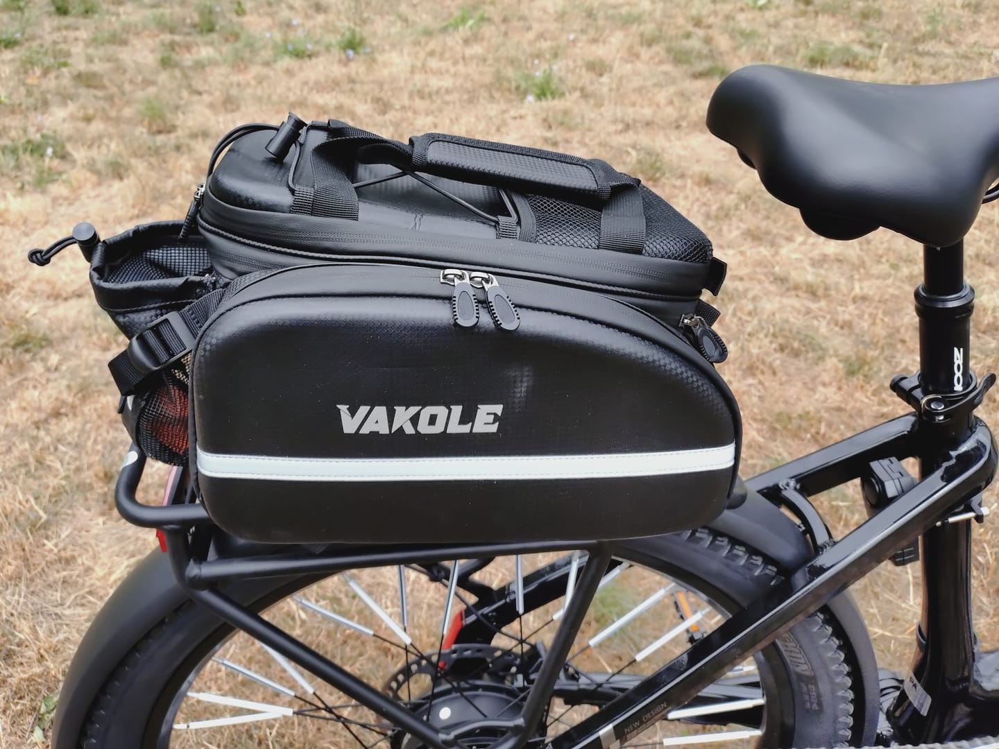 Customer photo review of Vakole Waterproof Bike Rack Bag With Large Capacity (17-35L)