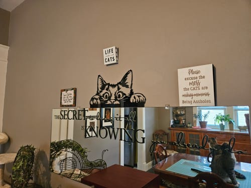 Customer photo review of Peeking Cat - Metal Wall Art
