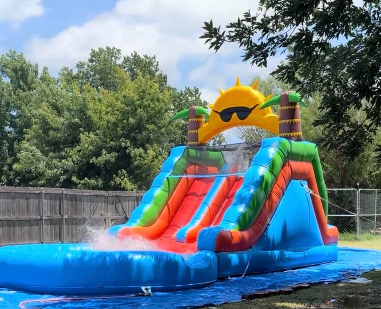 Customer photo review of 23FT Commercial Dual Water Slide for Kids Adults Heavy Duty Dual Water Slide with Pool