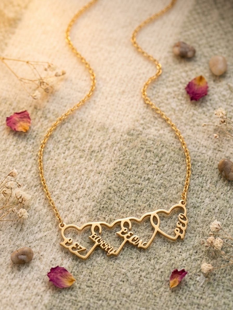Customer photo review of Custom Heart Name Necklace