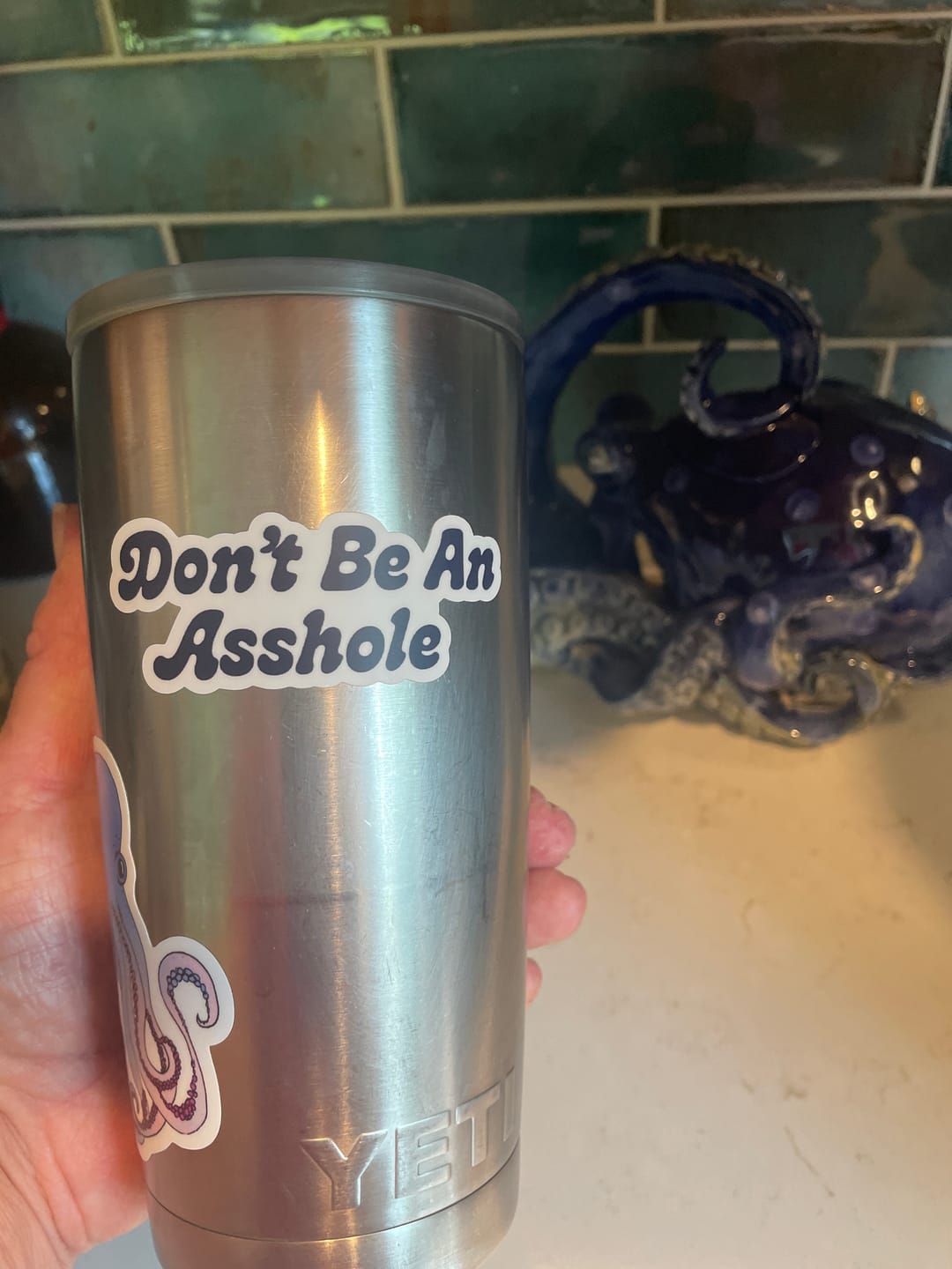 Customer photo review of "Don't be an asshole" Funny Text Sticker