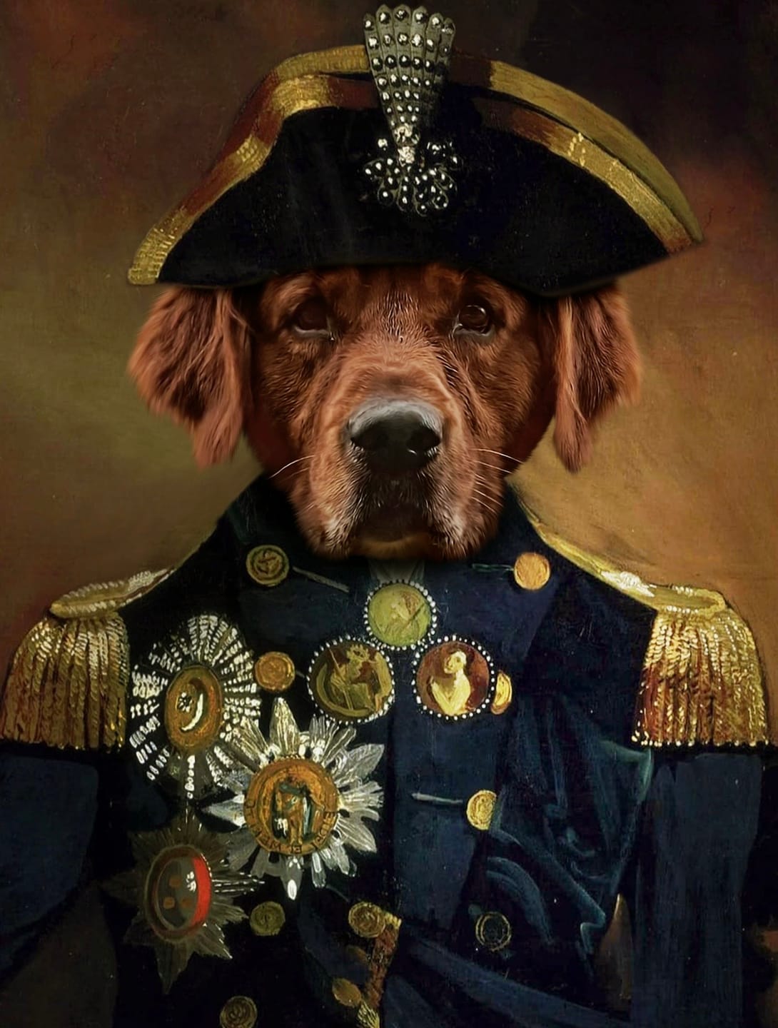 Customer photo review of Lord Nelson Regal Pet Portrait | Custom Historical Pet Art