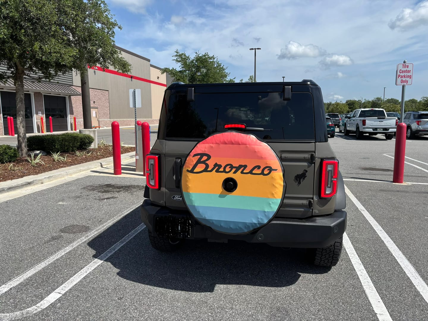Customer photo review of Striped Colored Vintage Bronco Spare Tire Cover