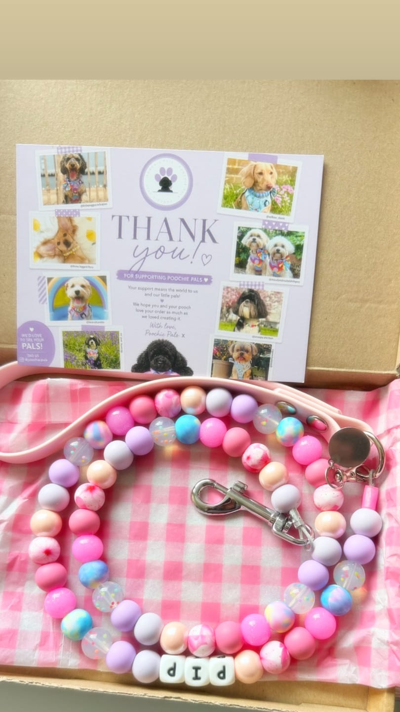 Customer photo review of Alphabet Beaded Dog Lead