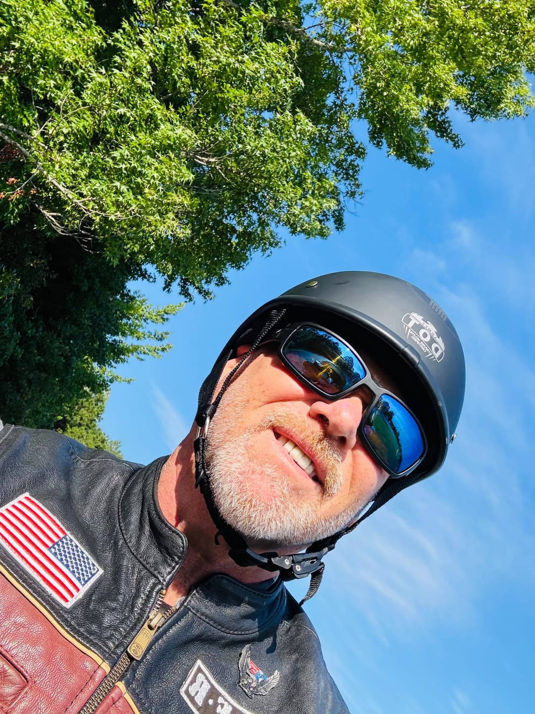 Customer photo review of Low Profile Reversible DOT Polo Helmet / Punisher