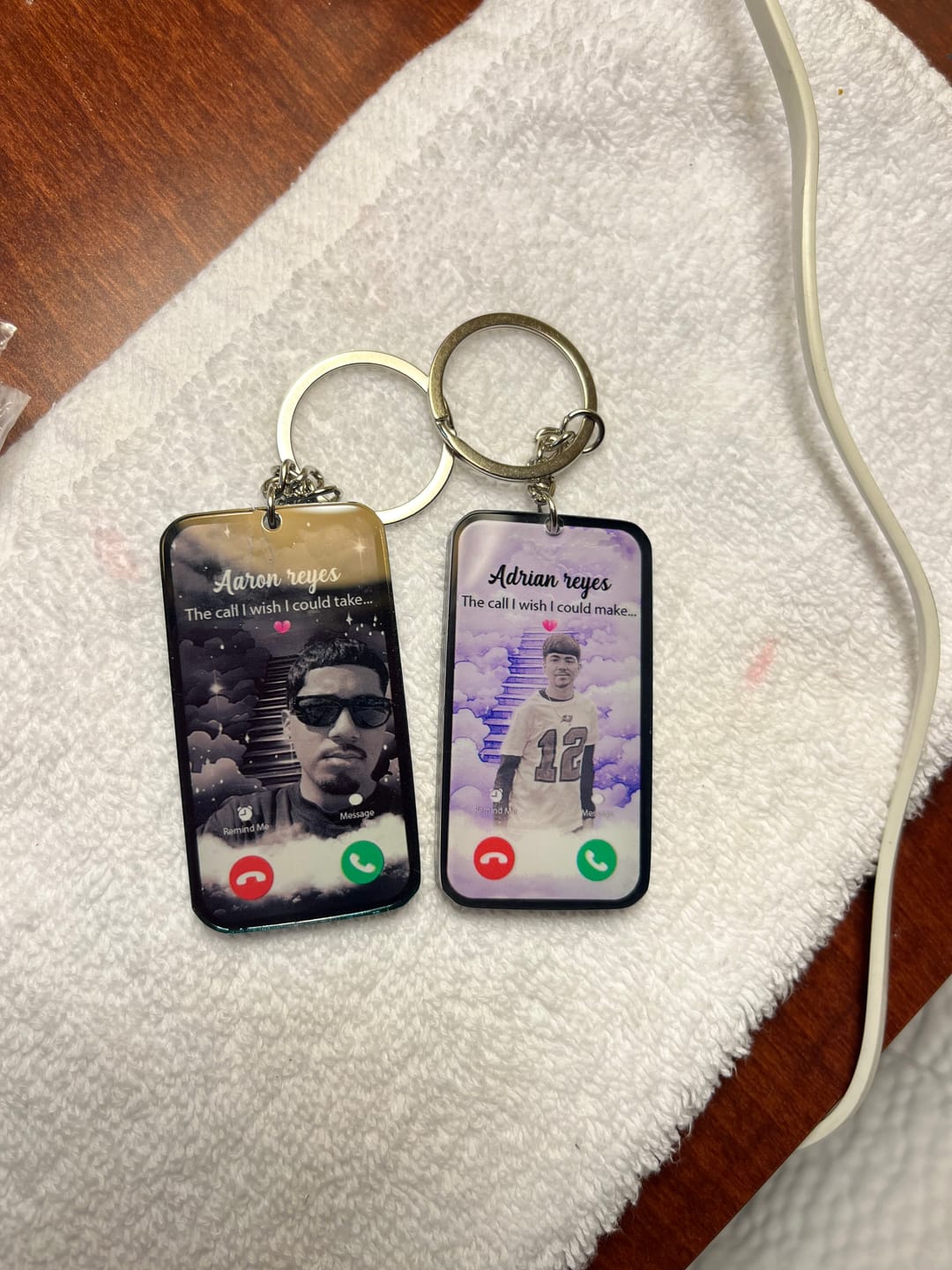 Customer photo review of The Call I Wish I Could Take Memorial Sympathy Gift Remembrance Keepsake Photo Personalized Acrylic Keychain