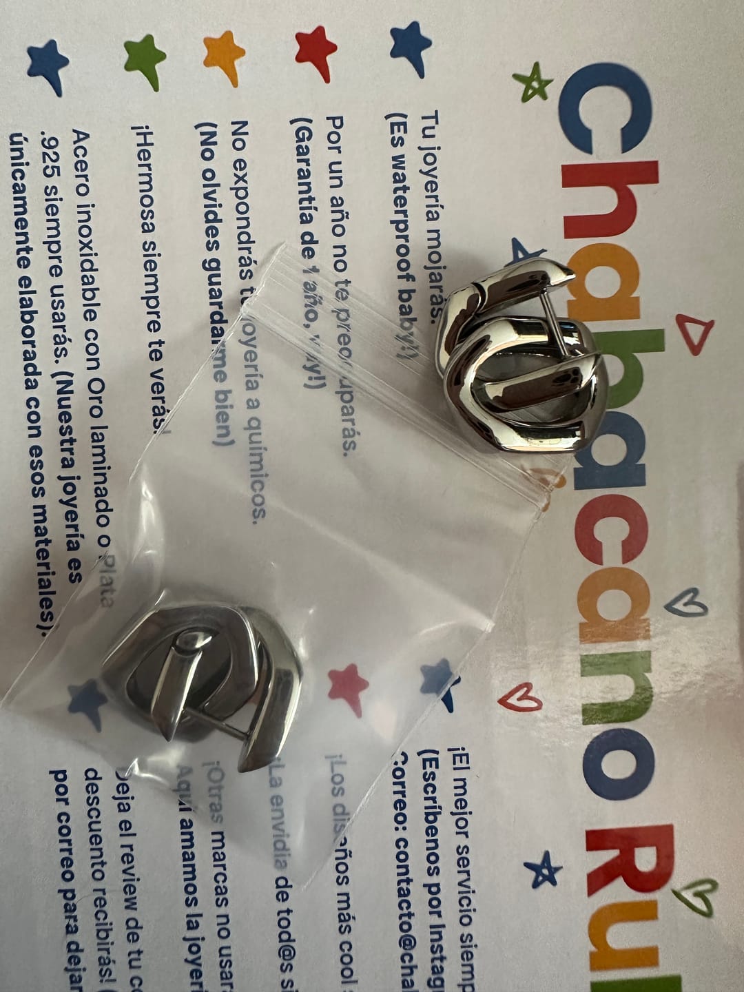 Customer photo review of Aretes Coco Plata