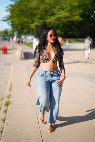 Reviewer's Naked Print Wire Crop Top featuring brown polka dot print and wire bust detail.