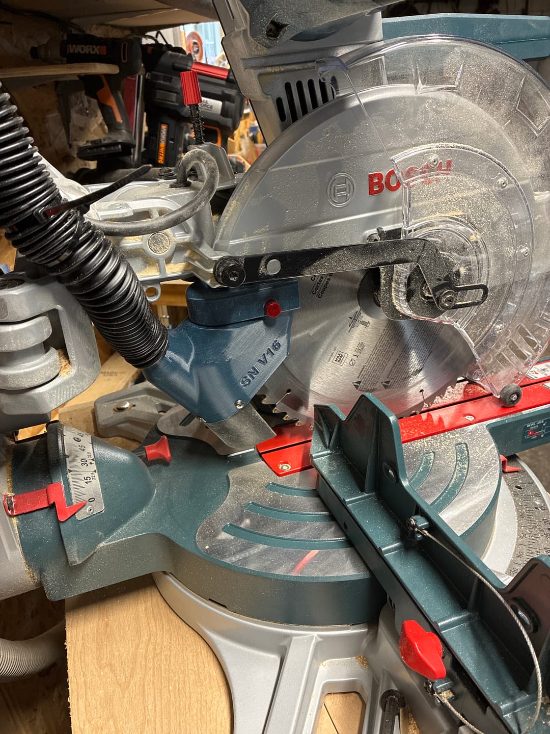 Customer photo review of Dust Collection Chute for Bosch Axial Glide Miter Saw