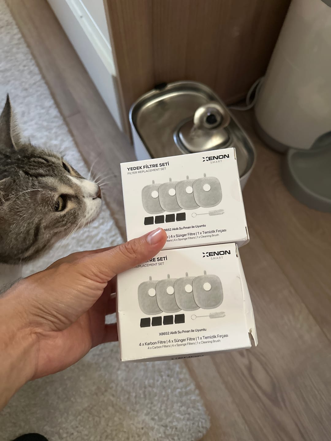 Customer photo review of Kedi Su Pınarı Filtresi (X8652 ve X8653 Uyumlu) | 4'lü Set, Fırça ve Süngerli Yedek Parça (X8783)