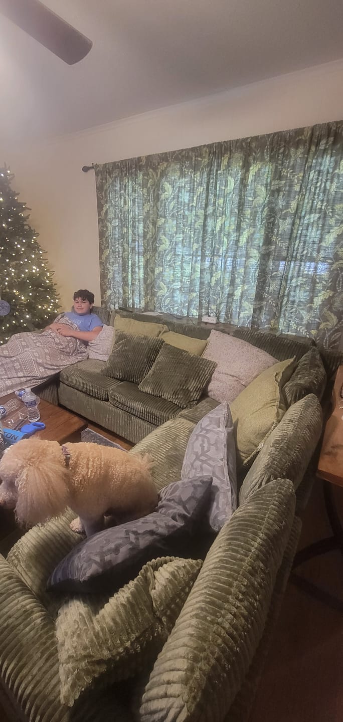 Customer photo review of Chenille Pull Out Sleeper Sofa with Storage Ottoman