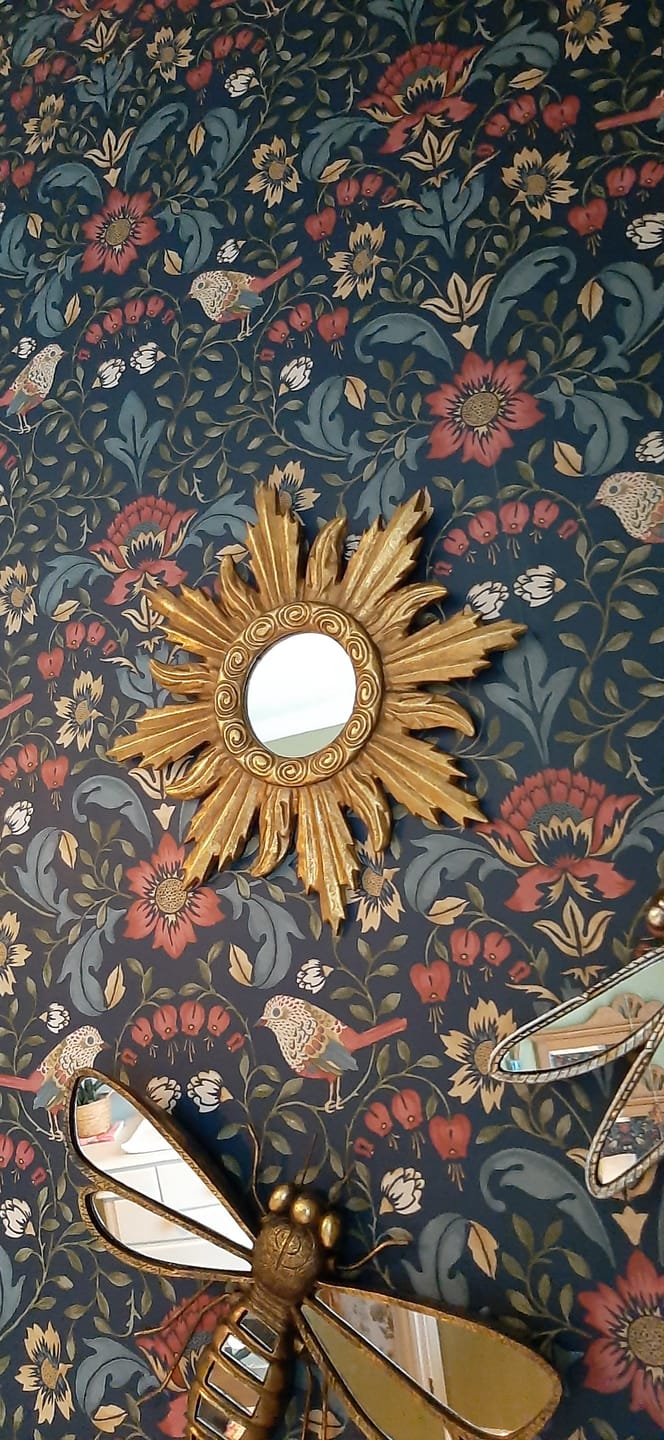 Customer photo review of Antiqued Gold Ornate Framed Mirror