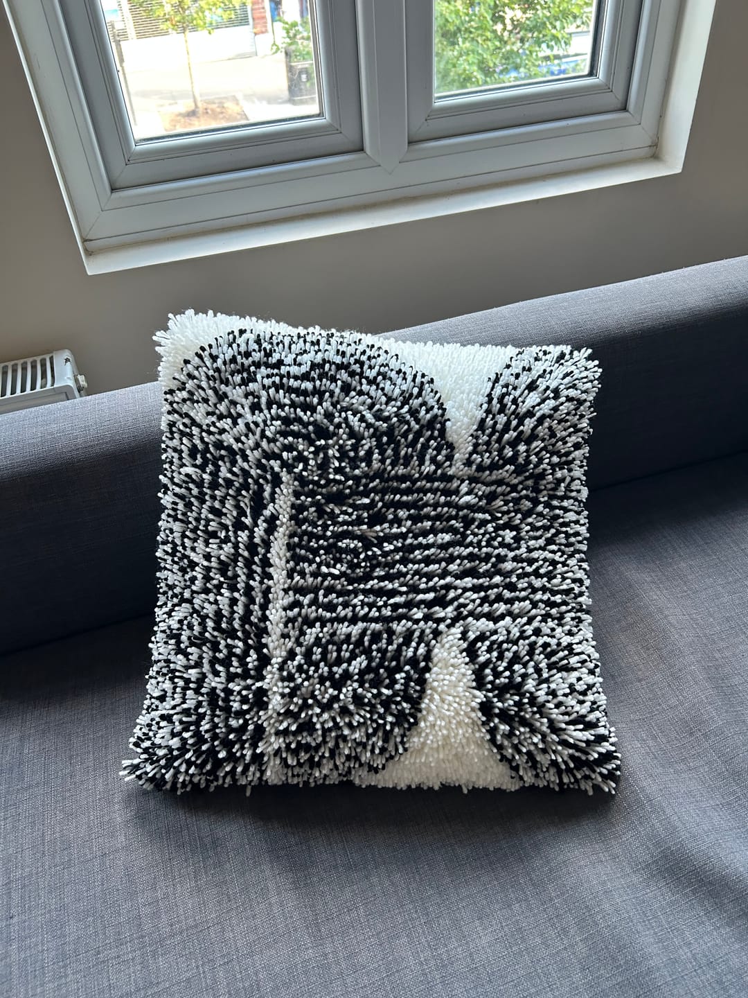 Customer photo review of Woven Illusion Latch Hook Cushion Craft Kit