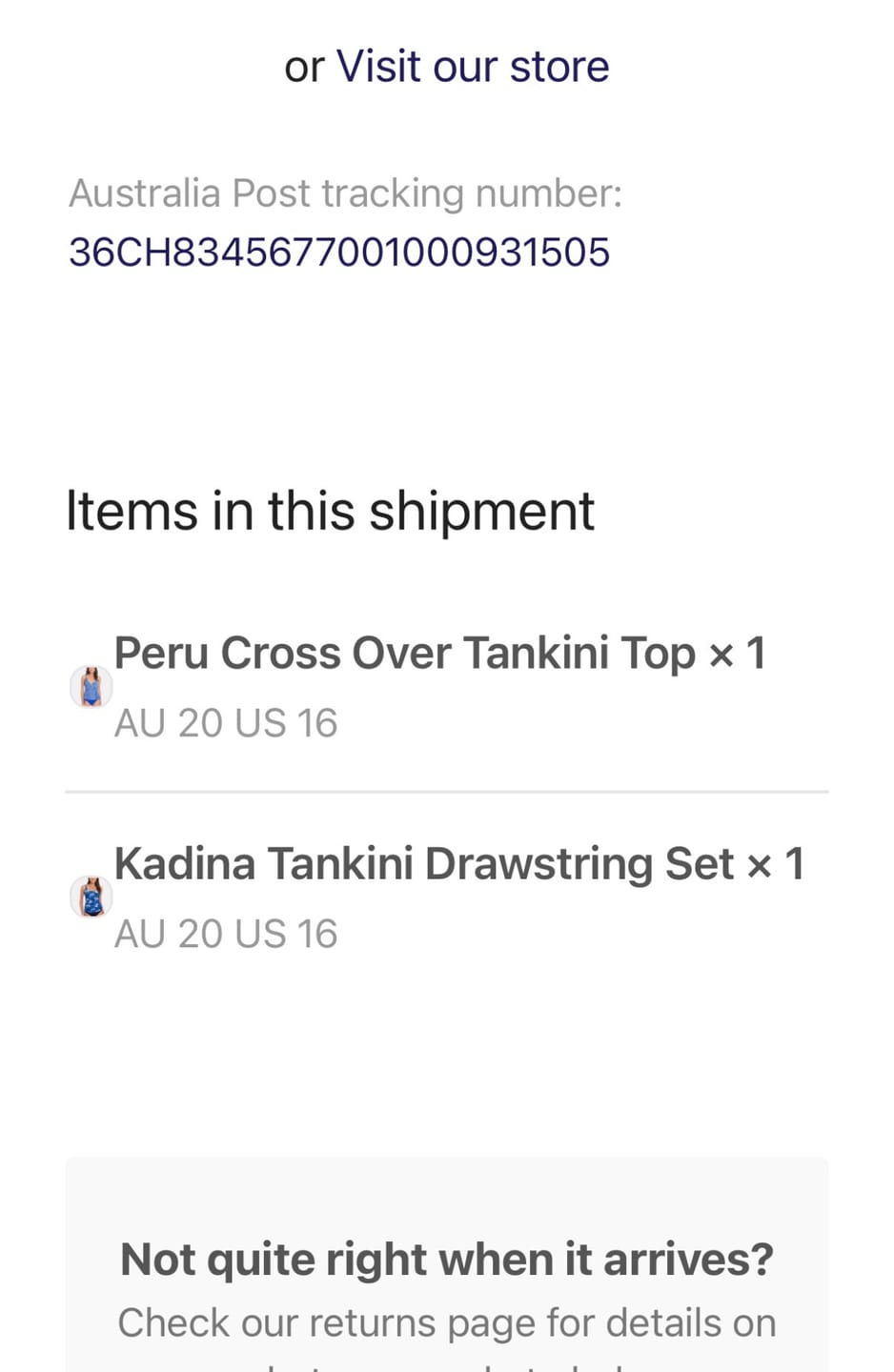Customer photo review of Peru Cross Over Tankini Top