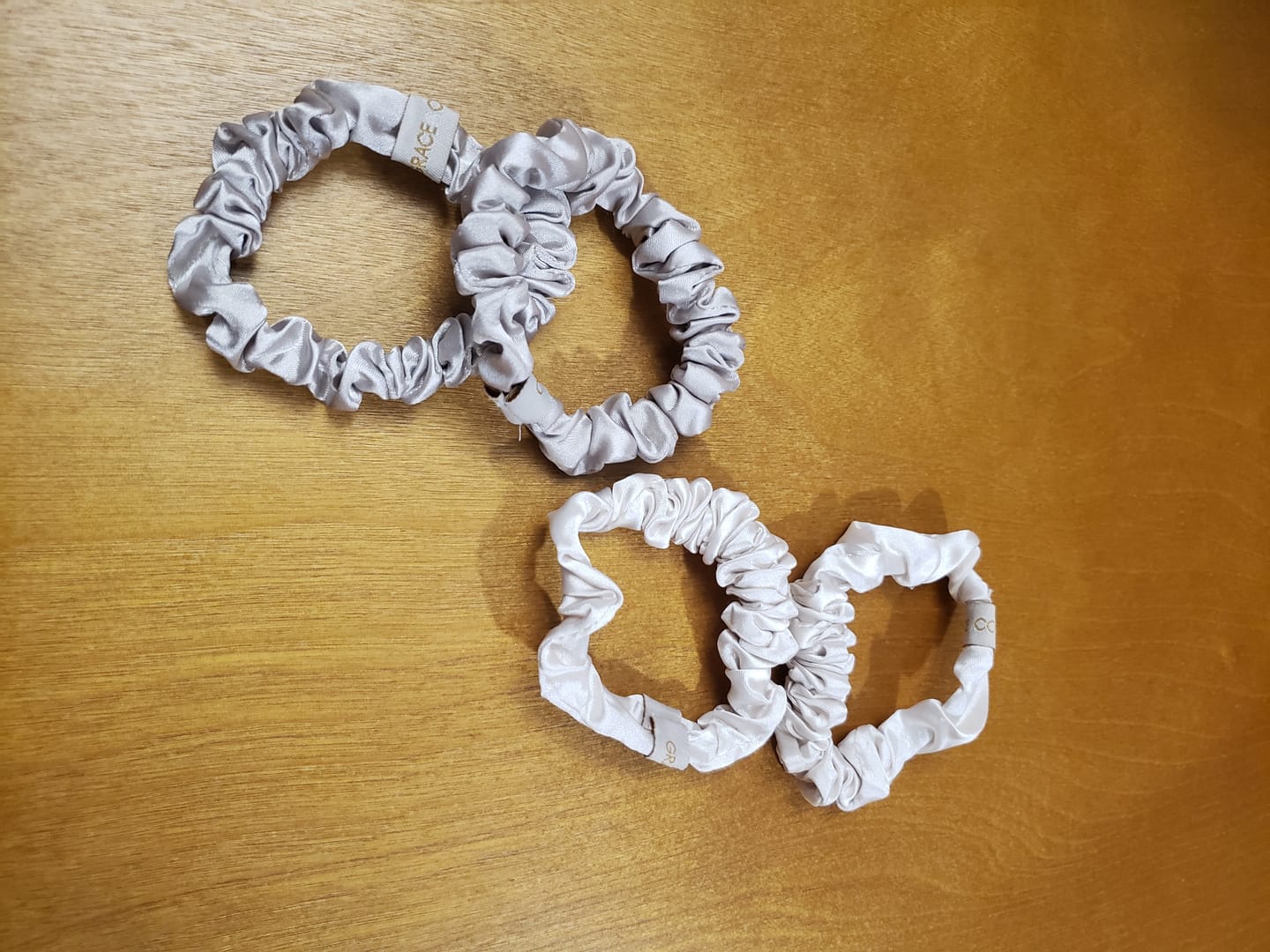 Customer photo review of Skinny Satin Scrunchies 4pk - Cascais/Half Moon Bay